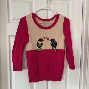American Eagle Outfitters Pink and Cream Bird Sweater